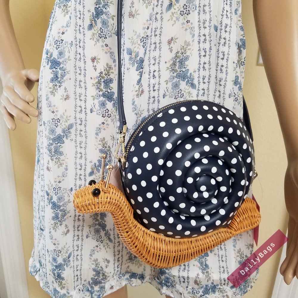 KATE SPADE SNAIL ENCHANTED BLUE CROSSBODY WHITE - Picture 10 of 13